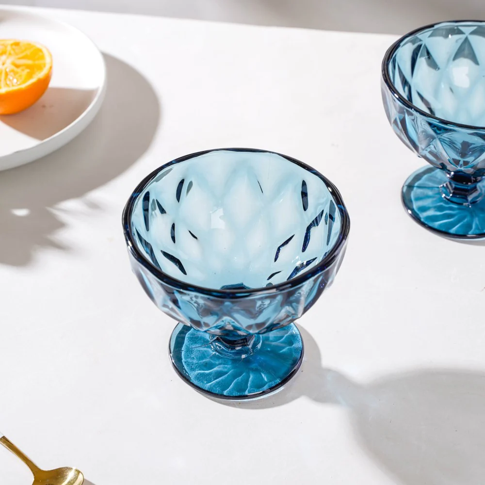 Dessert Serving Glass Blue Set Of 6 300 ml - Image 4
