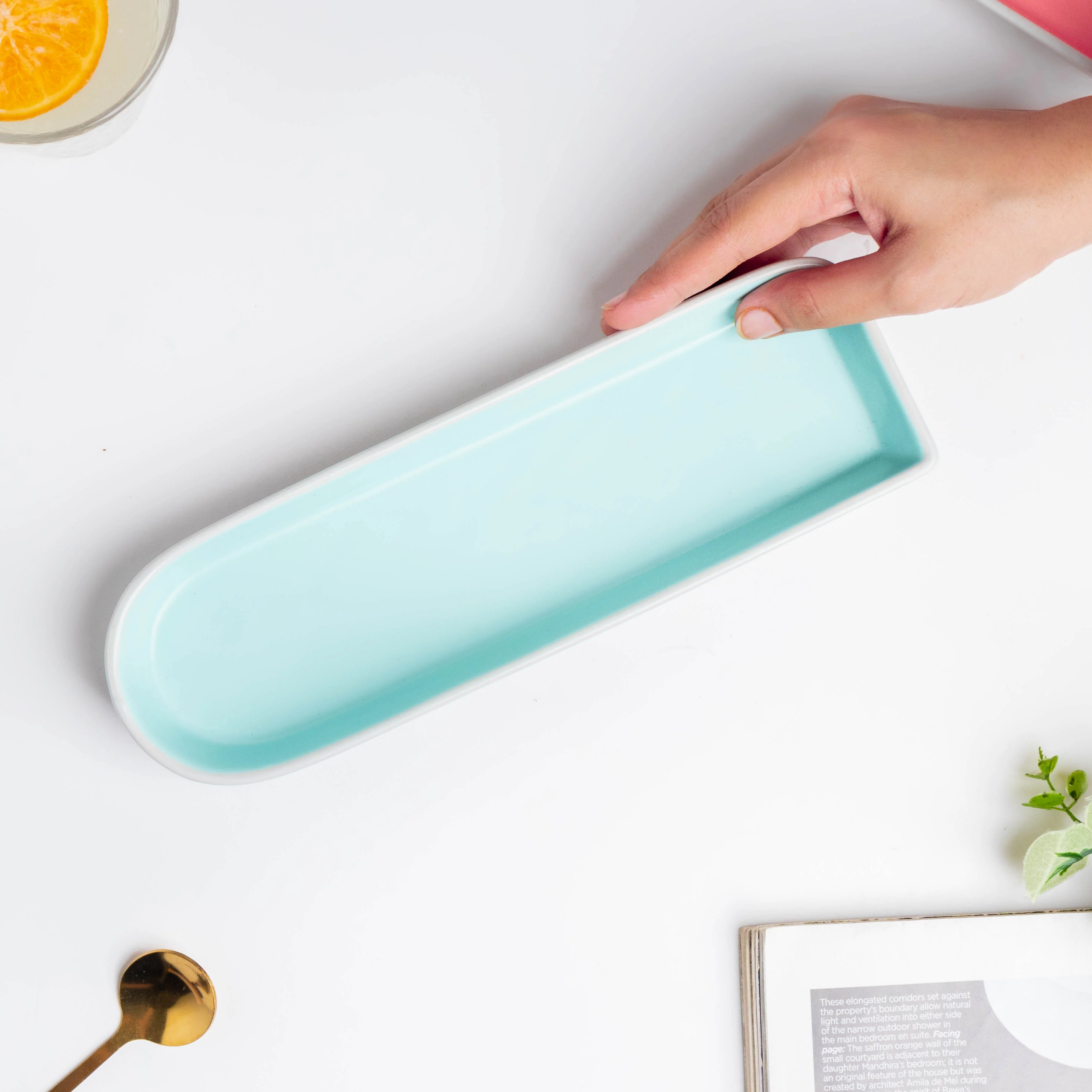 Dew Blue Long Plate 9 Inch - Image 2