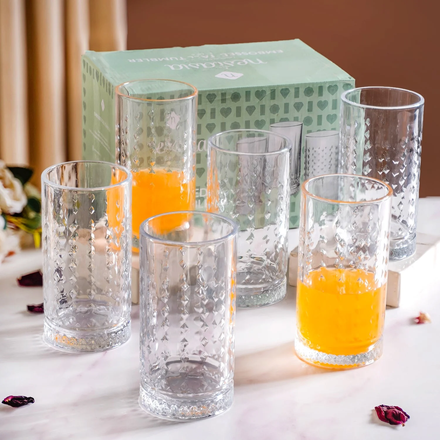 Diamond Design Highball Glass Set Of 6 466ml - Image 2