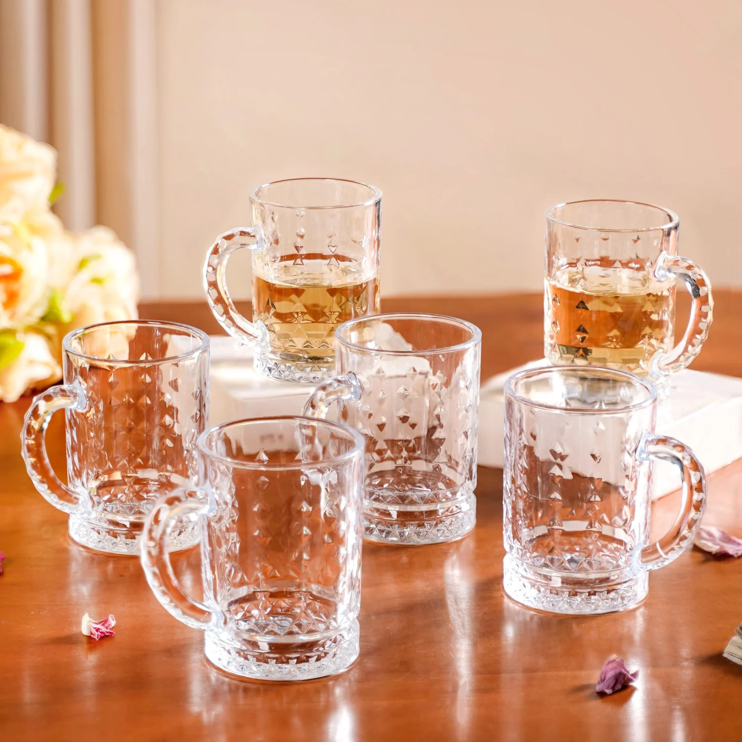 Diamond Embossed Glass Cup Set Of 6 200ml - Image 8