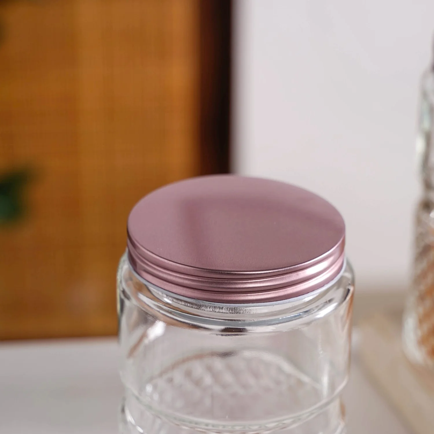 Diamond Embossed Storage Glass Jars With Lids Set Of 4 1000ml - Image 6