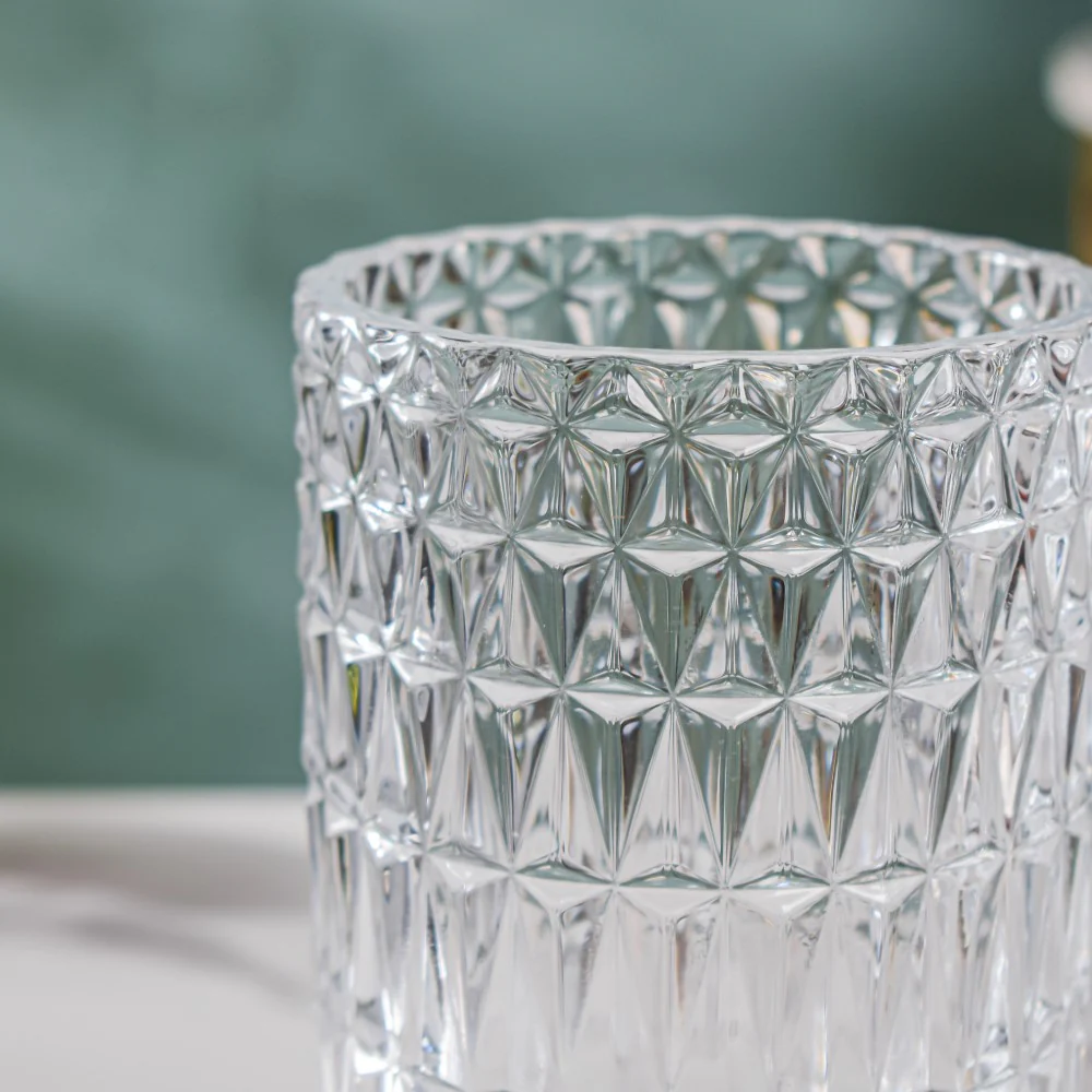 Diamond Glass Pedestal Vase 7 Inch - Image 4