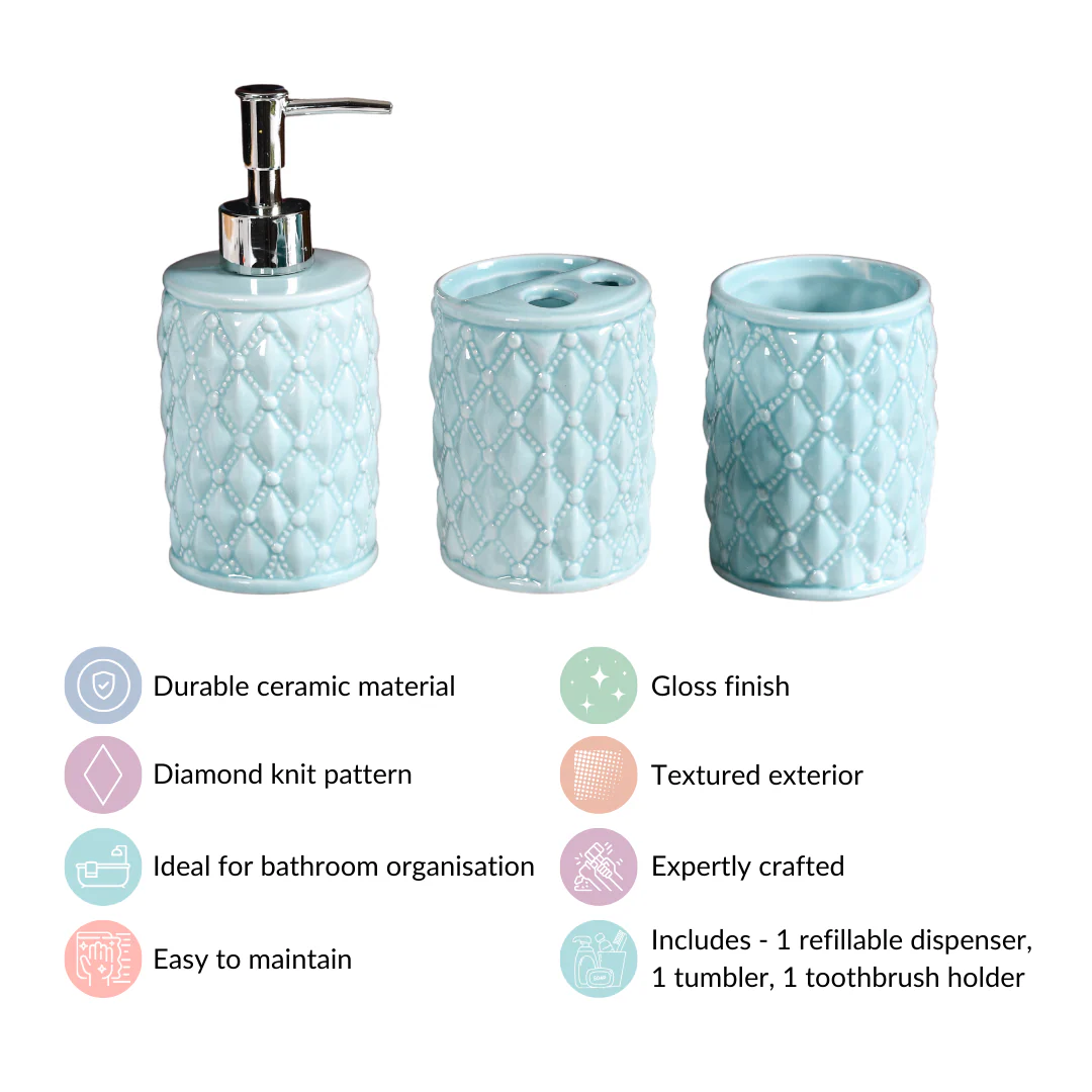 Diamond Knit Premium Bath Set Of 3 Mint - Image 5