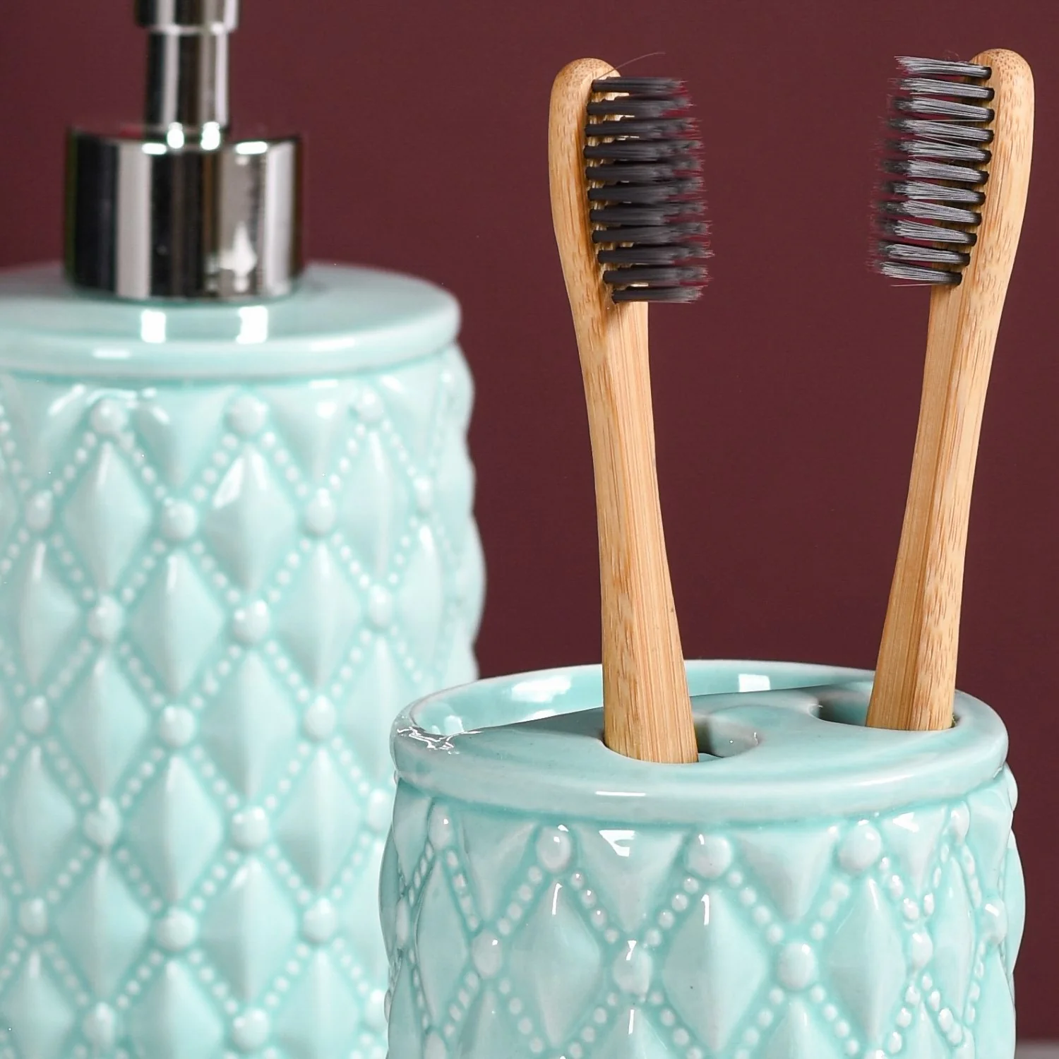 Diamond Knit Premium Bath Set Of 3 Mint - Image 7