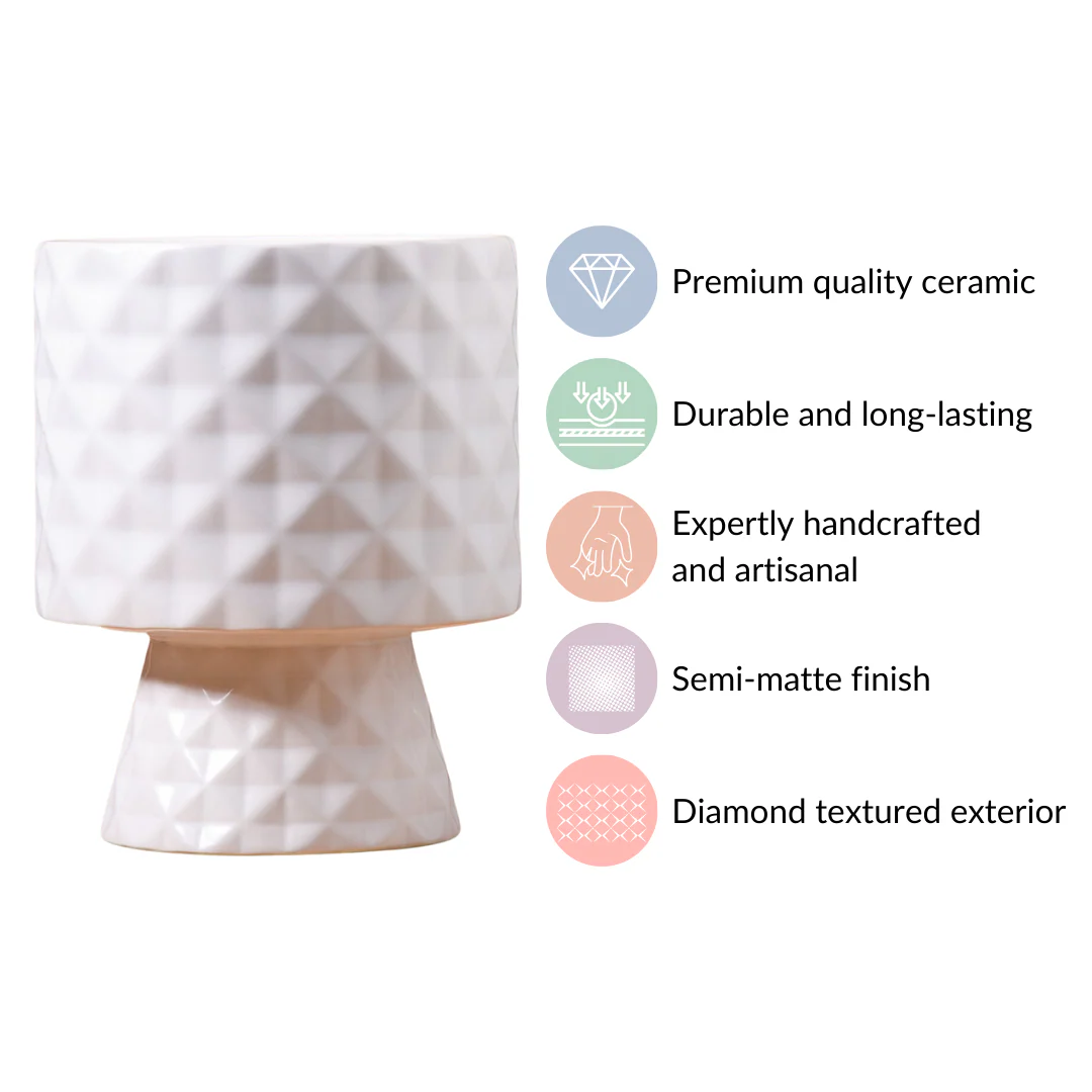 Diamond Textured Ceramic Vase White - Image 6