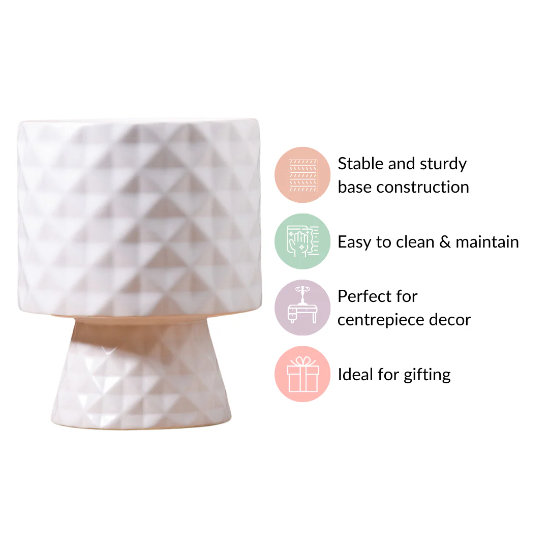 Diamond Textured Ceramic Vase White - Image 7