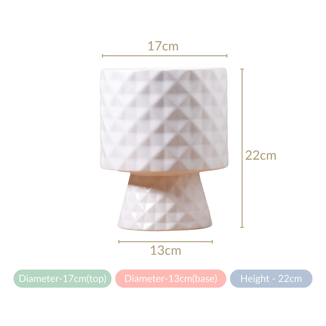Diamond Textured Ceramic Vase White - Image 8