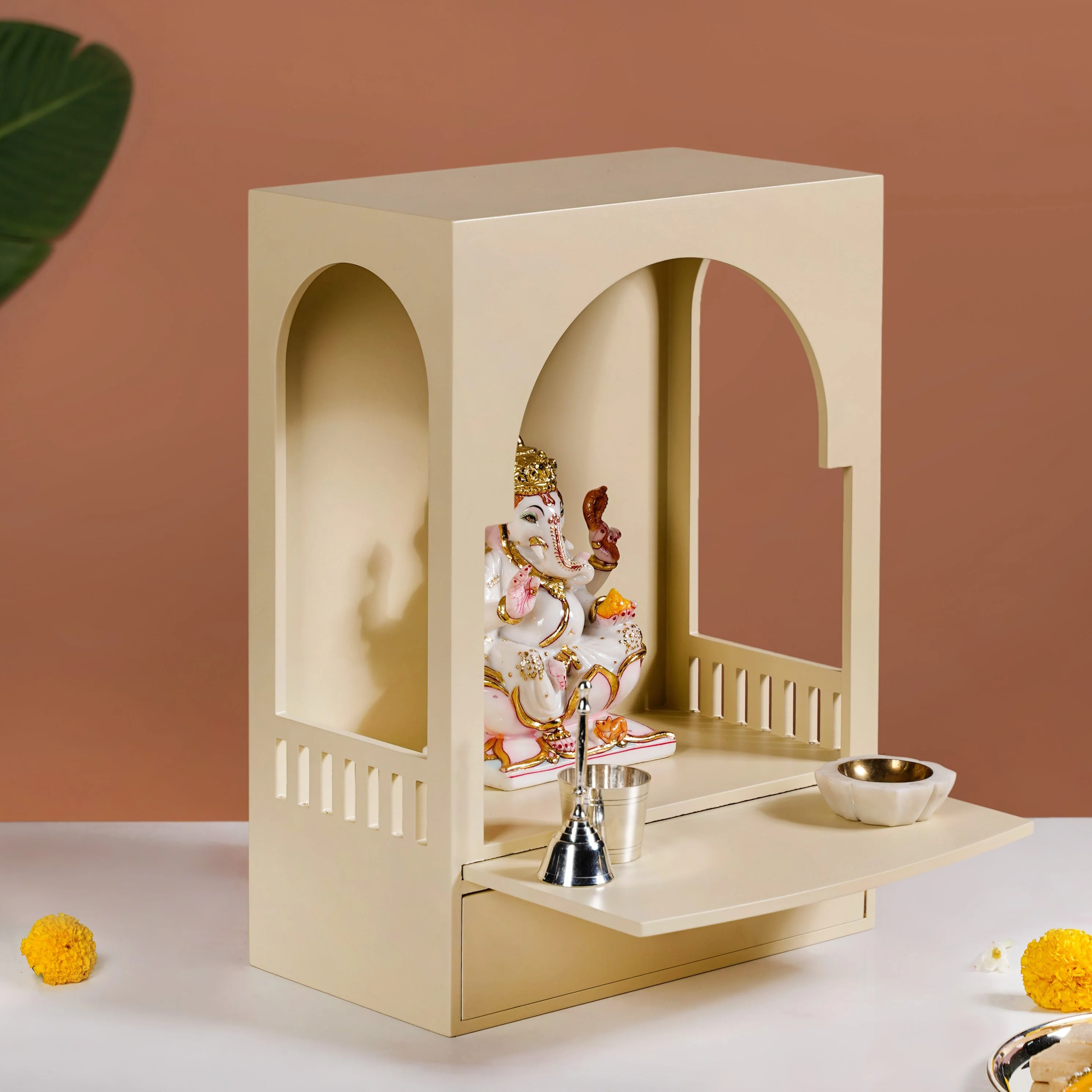 Divine Minimalist Wall Mount Mandir For Home And Office Medium 30x17x42cm