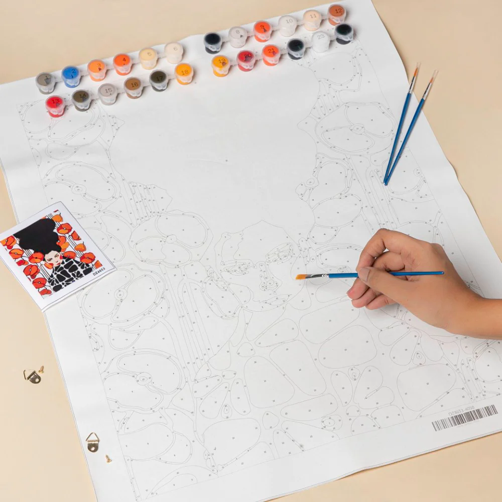 DIY Painting By Numbers Kit Girl With Poppy - Image 3