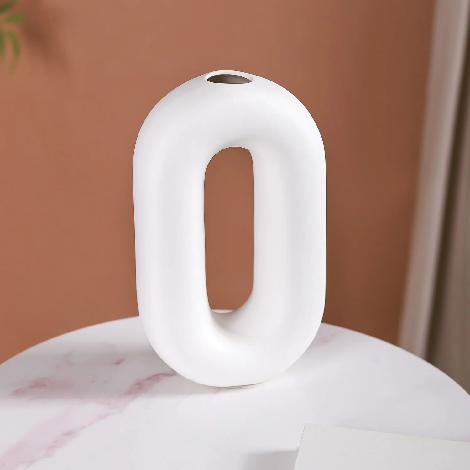 Donut Oval Ceramic Vase White - Image 10