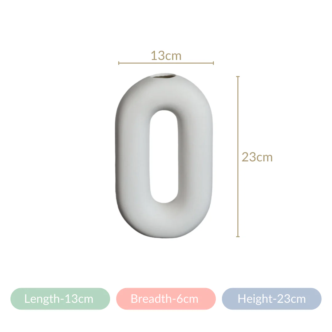 Donut Oval Ceramic Vase White - Image 7