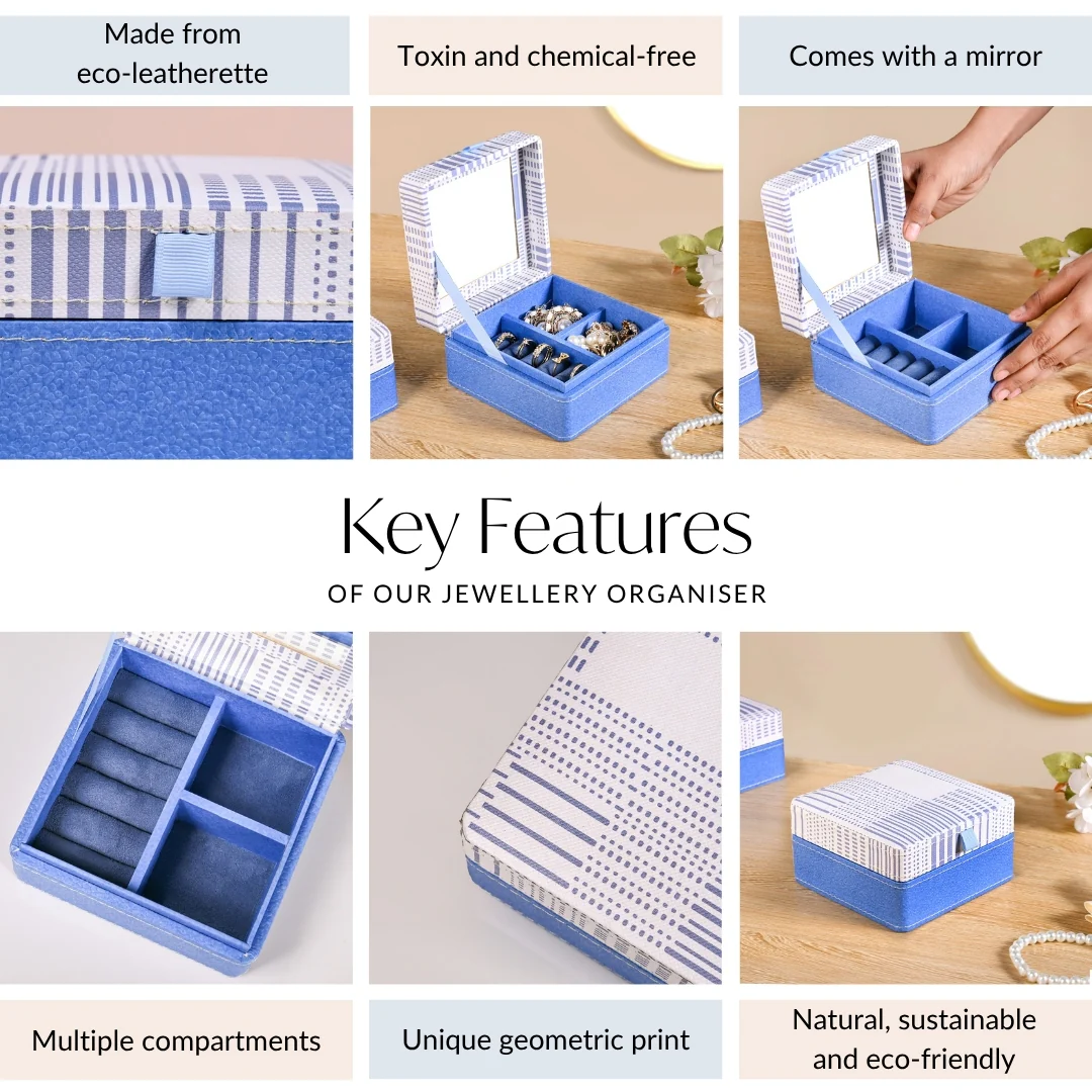 Dots And Dash Multi Section Jewellery Box With Mirror - Image 5