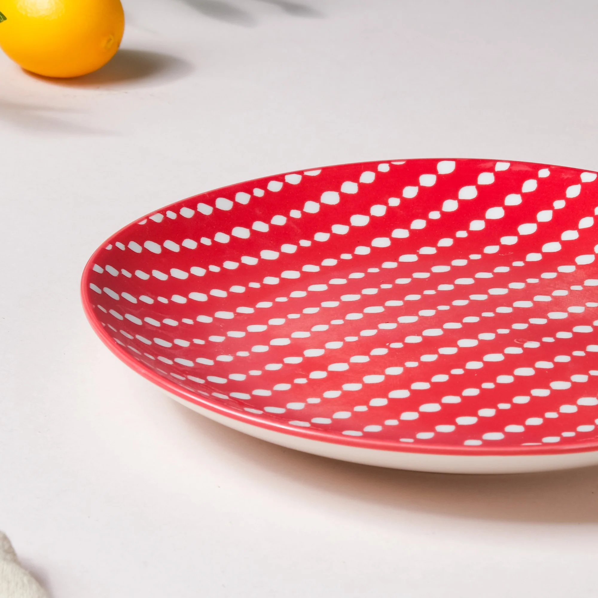 Dotted Red Ceramic Snack Plate 7.5 Inch Set of 2 - Image 5