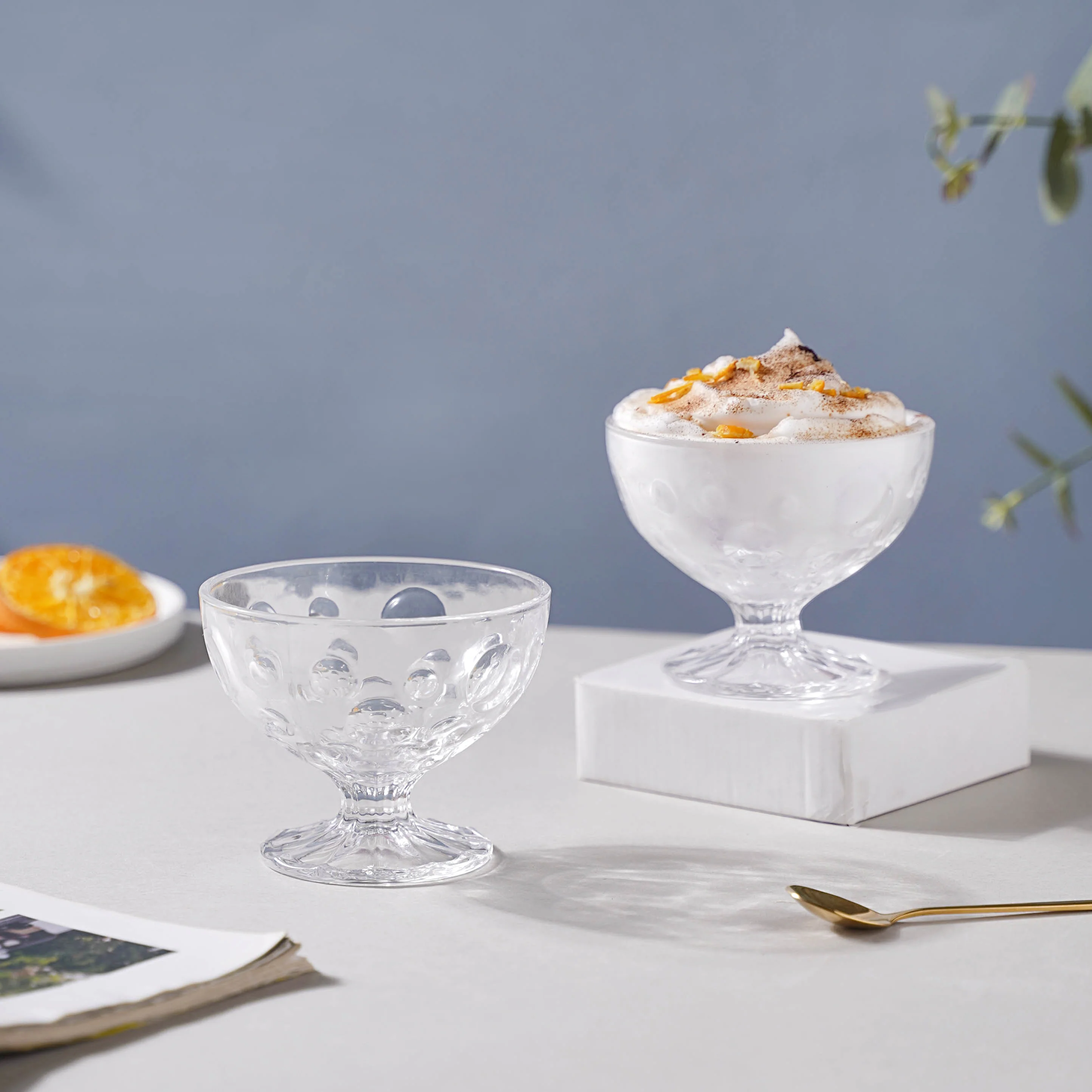Dotty Glass Ice Cream Bowl Set of 2