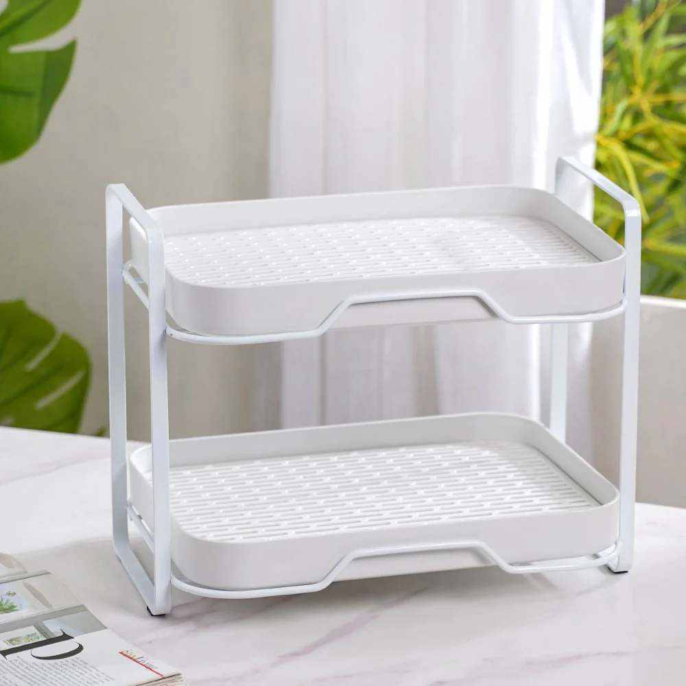 Double Decker Metal Organiser Rack White - Image 10