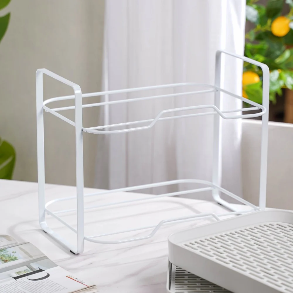Double Decker Metal Organiser Rack White - Image 12