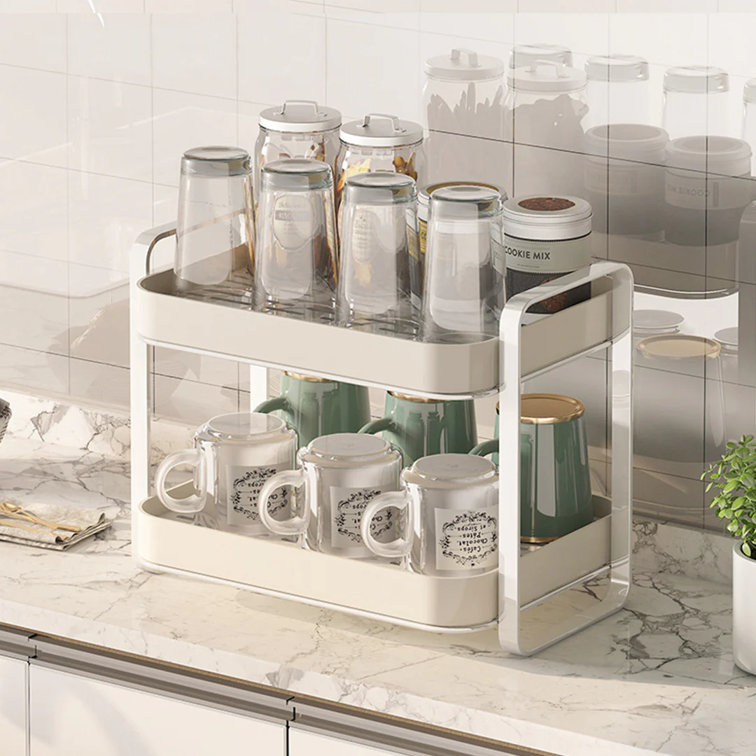 Double Decker Metal Organiser Rack White - Image 18