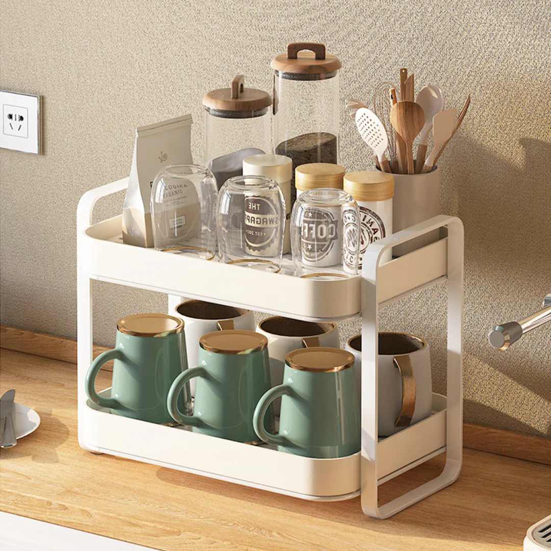 Double Decker Metal Organiser Rack White - Image 19