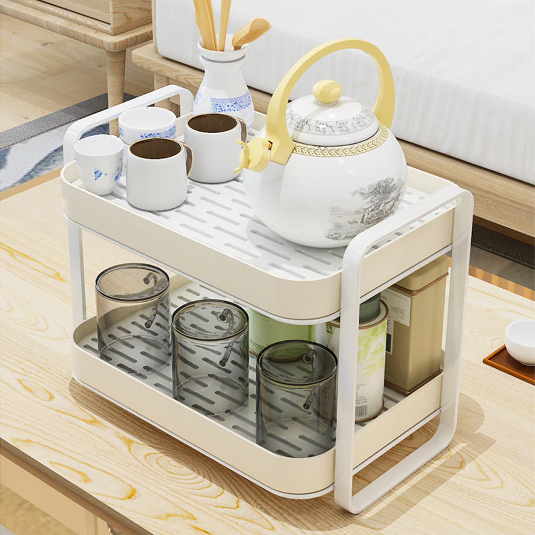 Double Decker Metal Organiser Rack White - Image 20