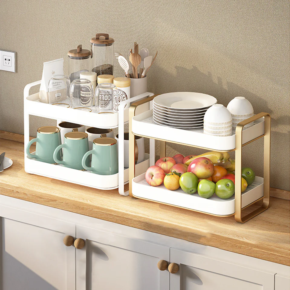 Double Decker Metal Organiser Rack White - Image 23