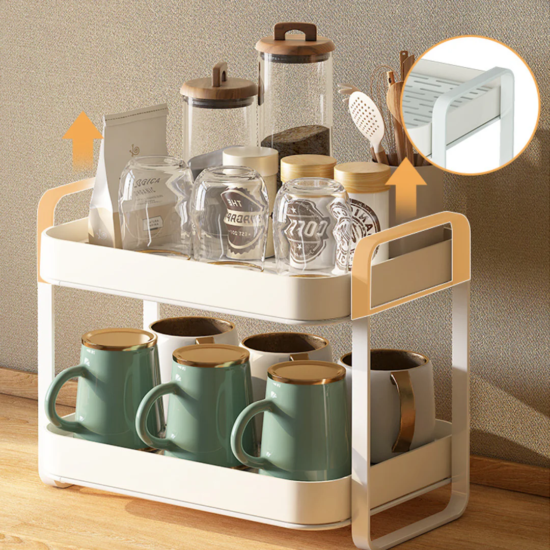 Double Decker Metal Organiser Rack White - Image 24