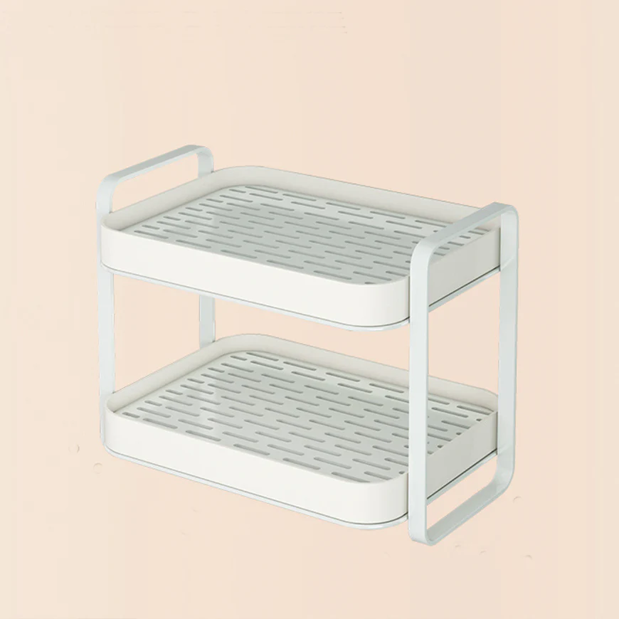 Double Decker Metal Organiser Rack White - Image 25