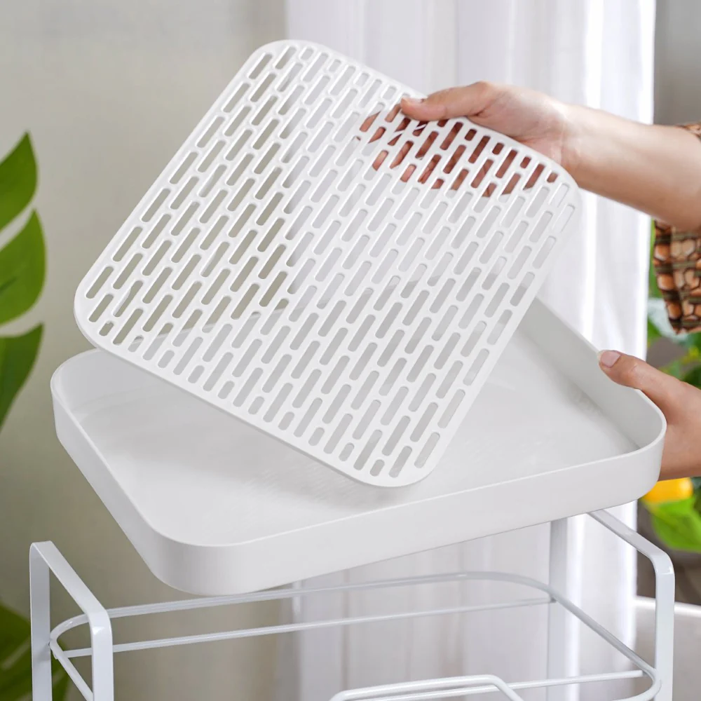 Double Decker Metal Organiser Rack White - Image 4