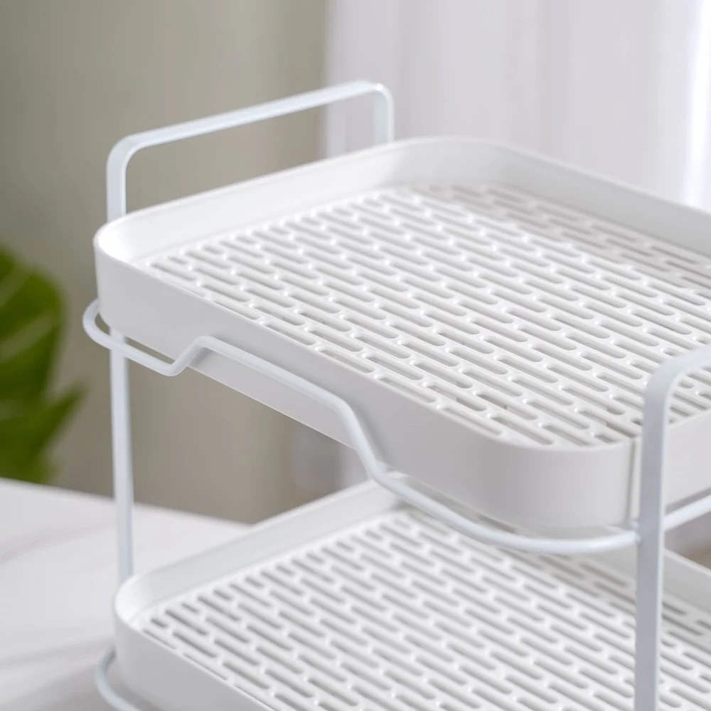 Double Decker Metal Organiser Rack White - Image 8