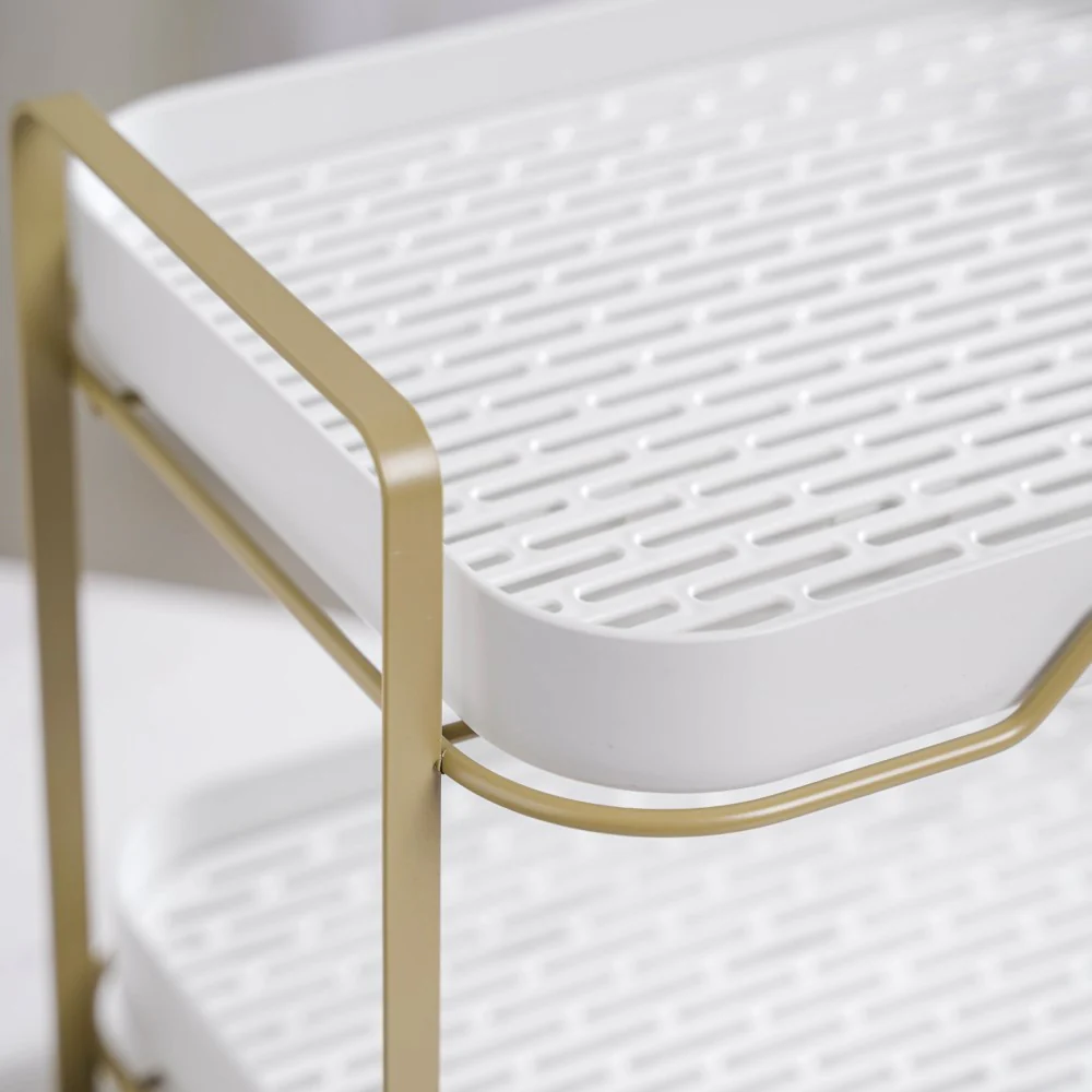 Double Decker Organiser Rack White Gold - Image 9