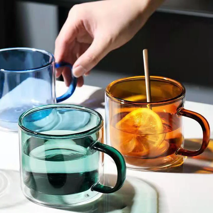 Double Wall Glass Mug Blue - Image 6