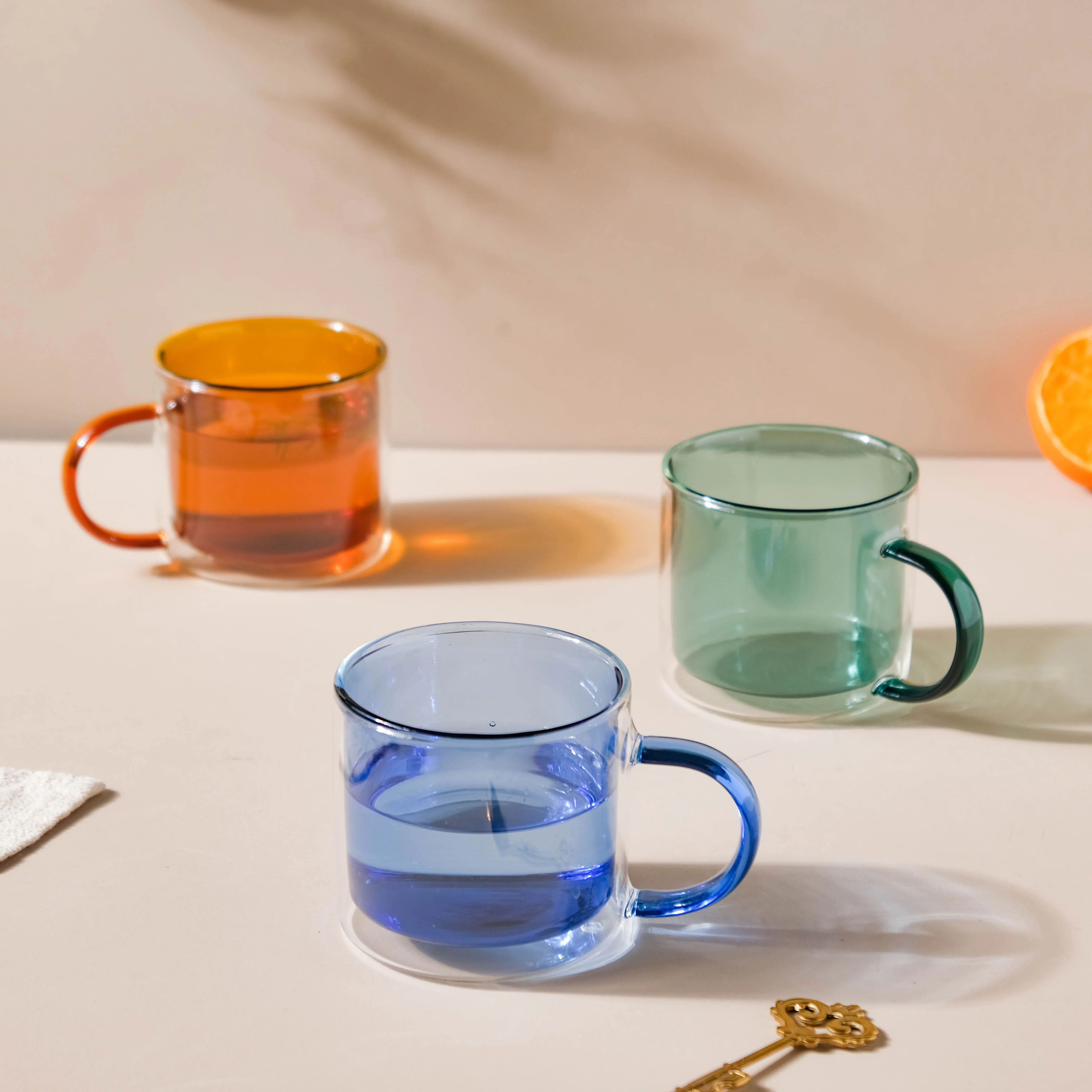 Double Wall Glass Mug Brown - Image 4