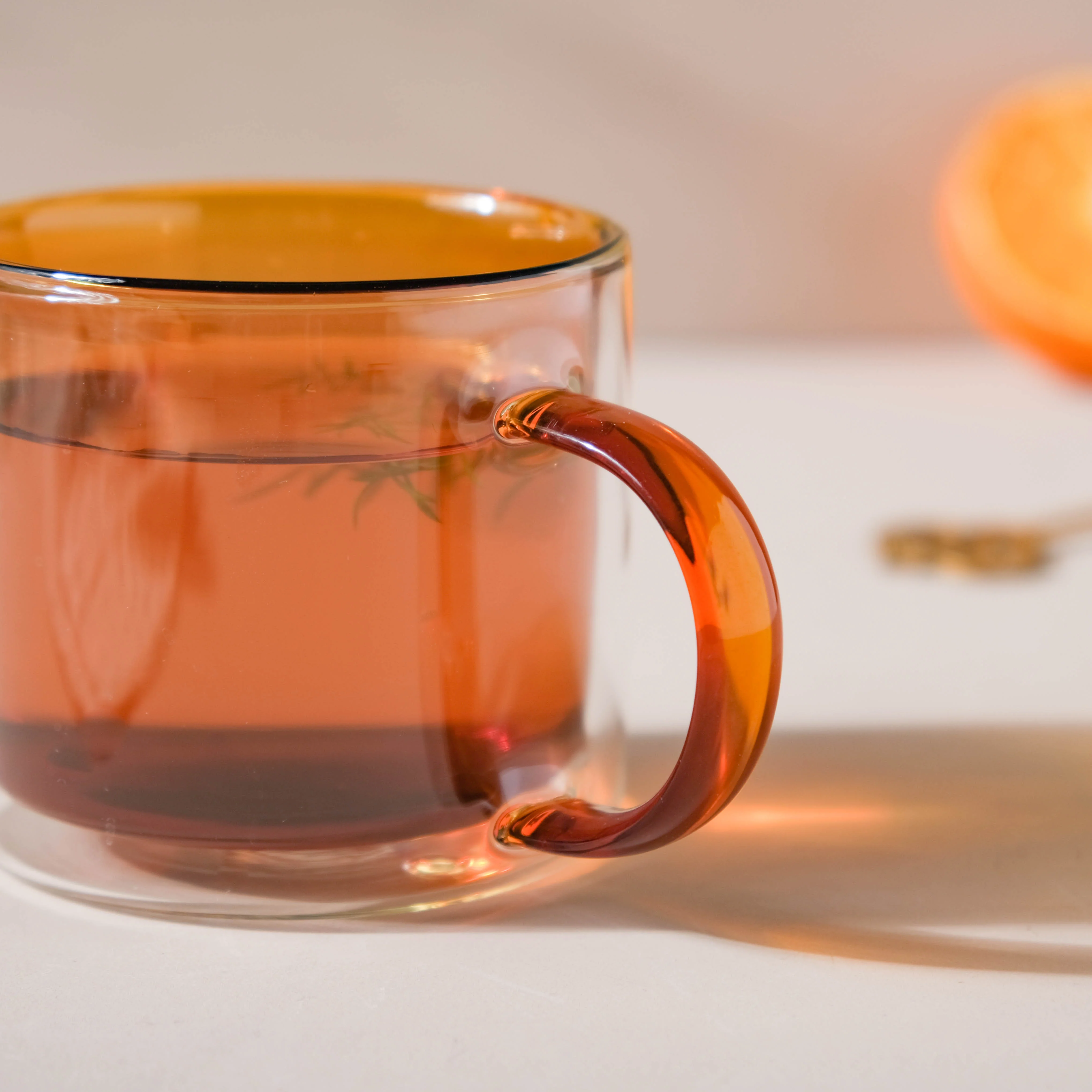 Double Wall Glass Mug Brown - Image 5