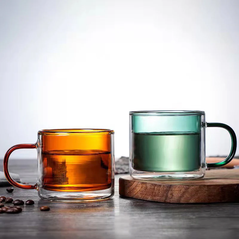 Double Wall Glass Mug Brown - Image 6