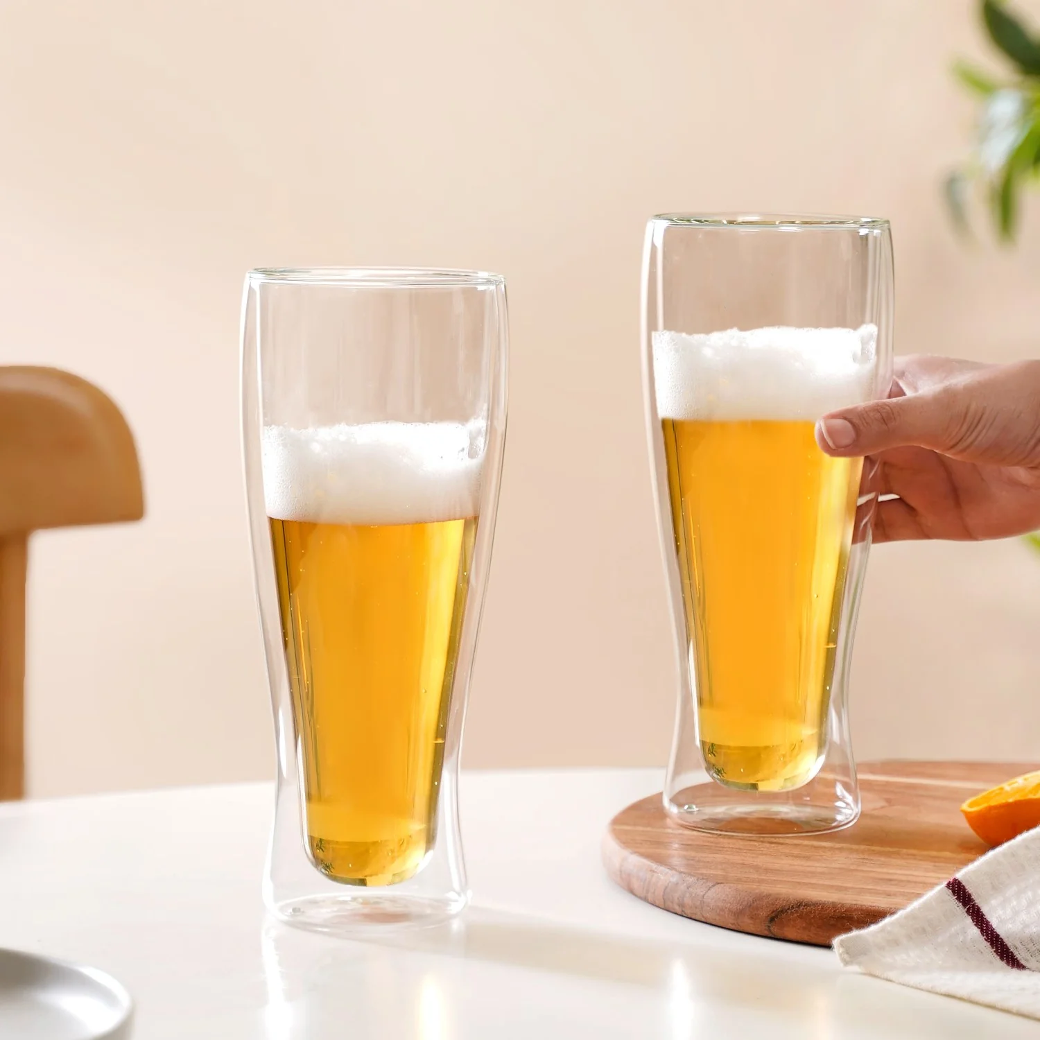 Double Wall Tall Beer Glass Set Of 2 750ml - Image 2