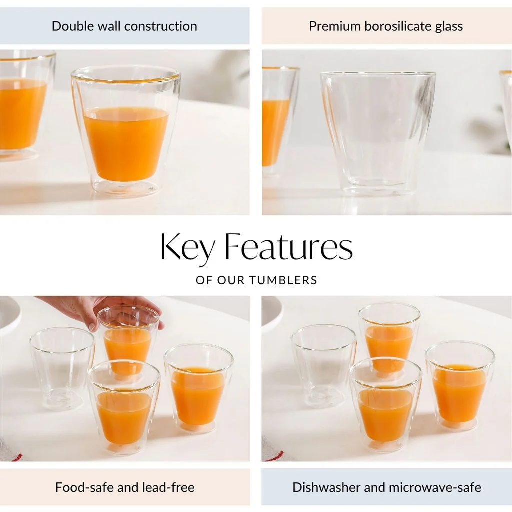 Double Walled Borosilicate Tumblers Set Of 4 250ml - Image 4