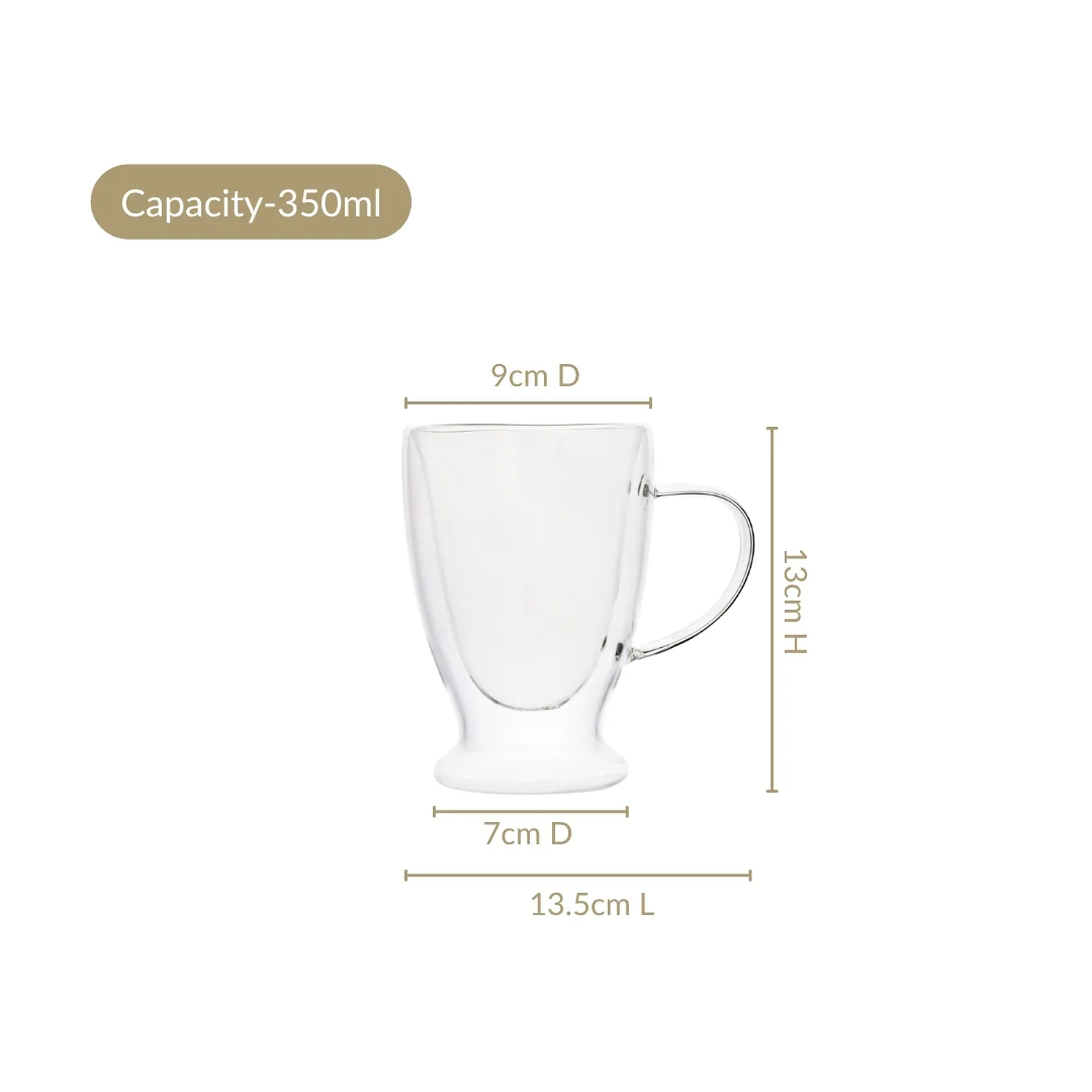 Double Walled Glass Irish Coffee Mug Set Of 2 350ml - Image 3
