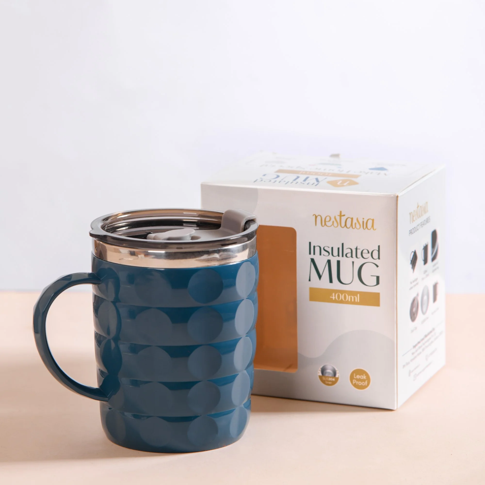 Stylish Travel Mug For Car Blue 400ml - Image 4