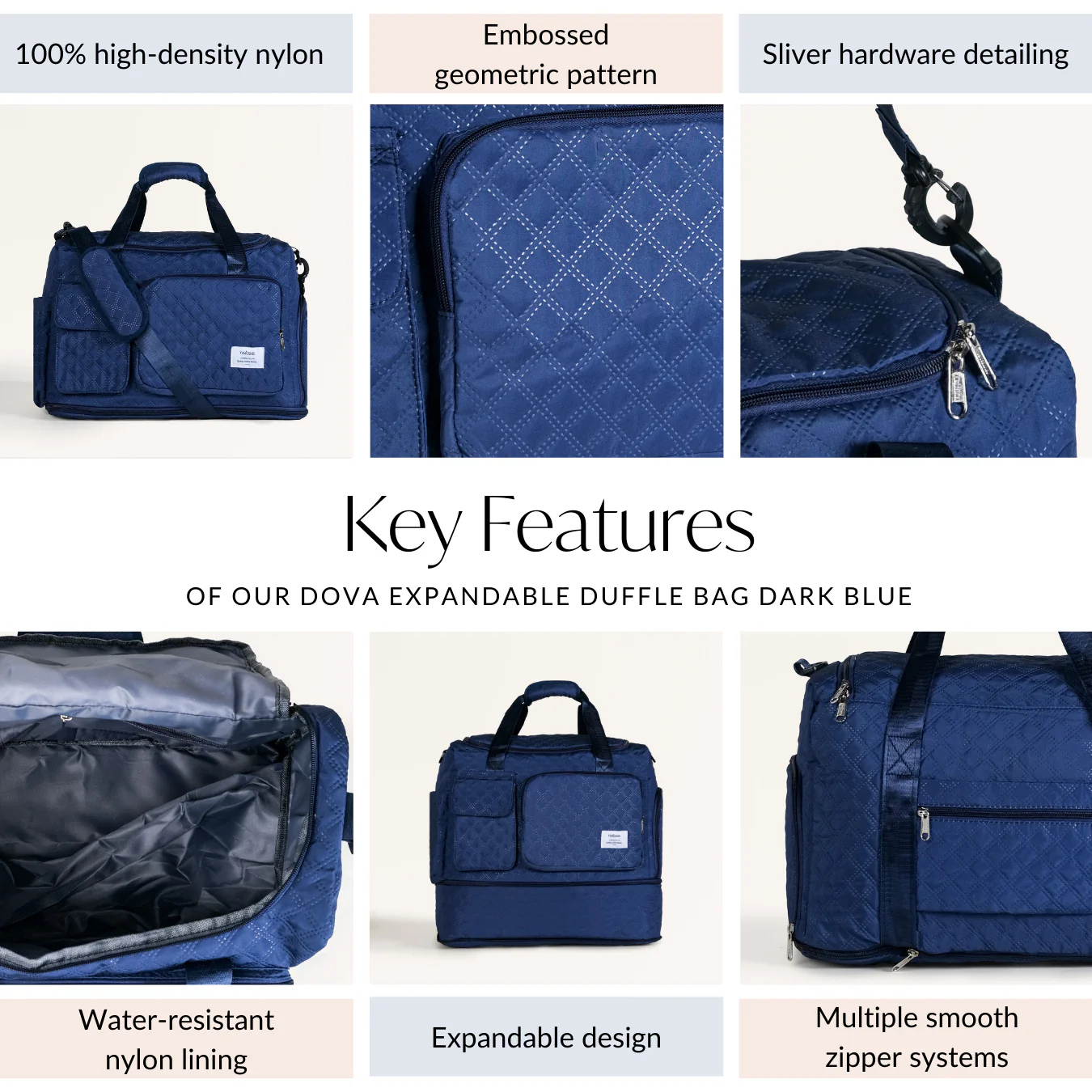 Dova Expandable Duffle Bag Dark Blue - Image 5