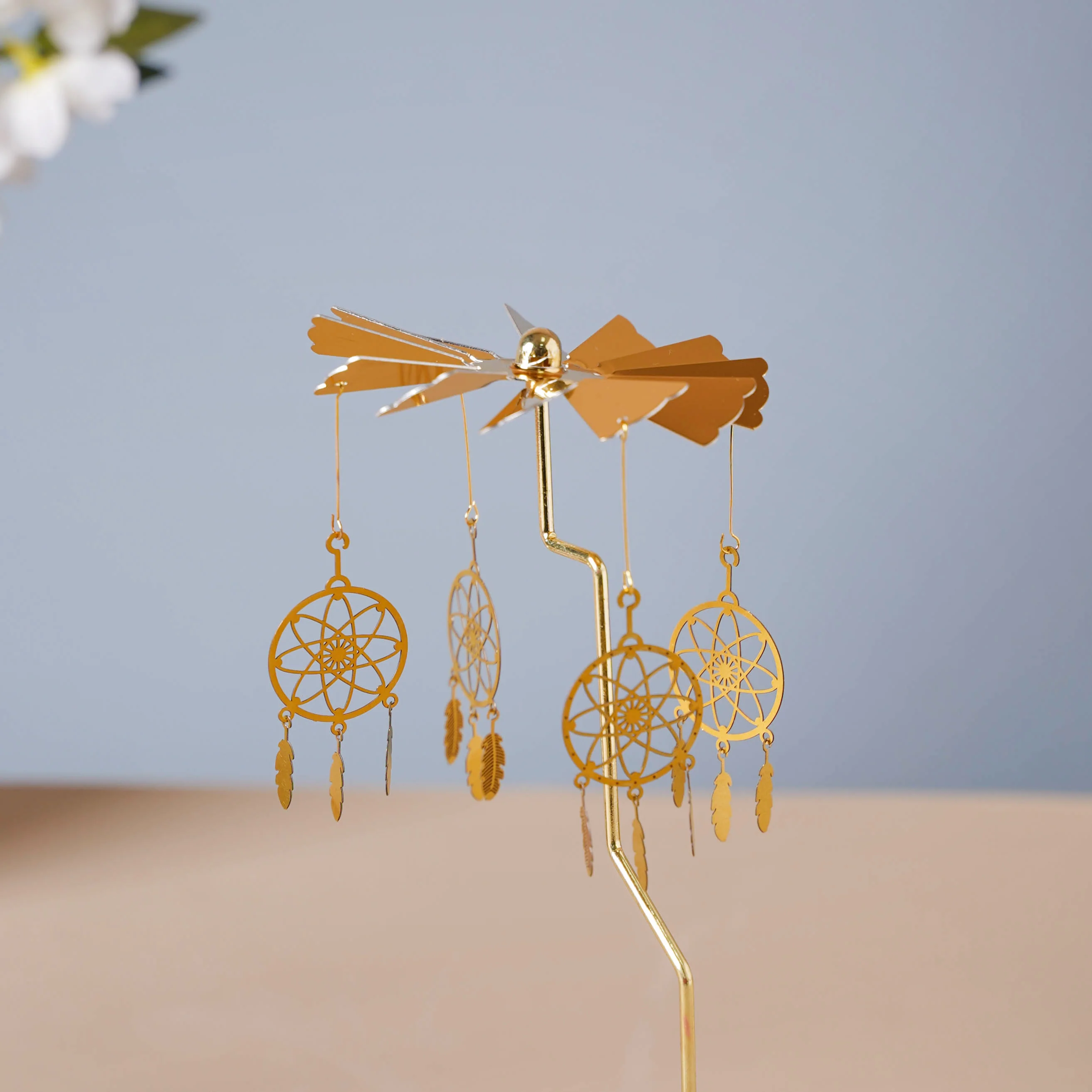 Dream Catcher Candle Stand Golden Floral - Image 2