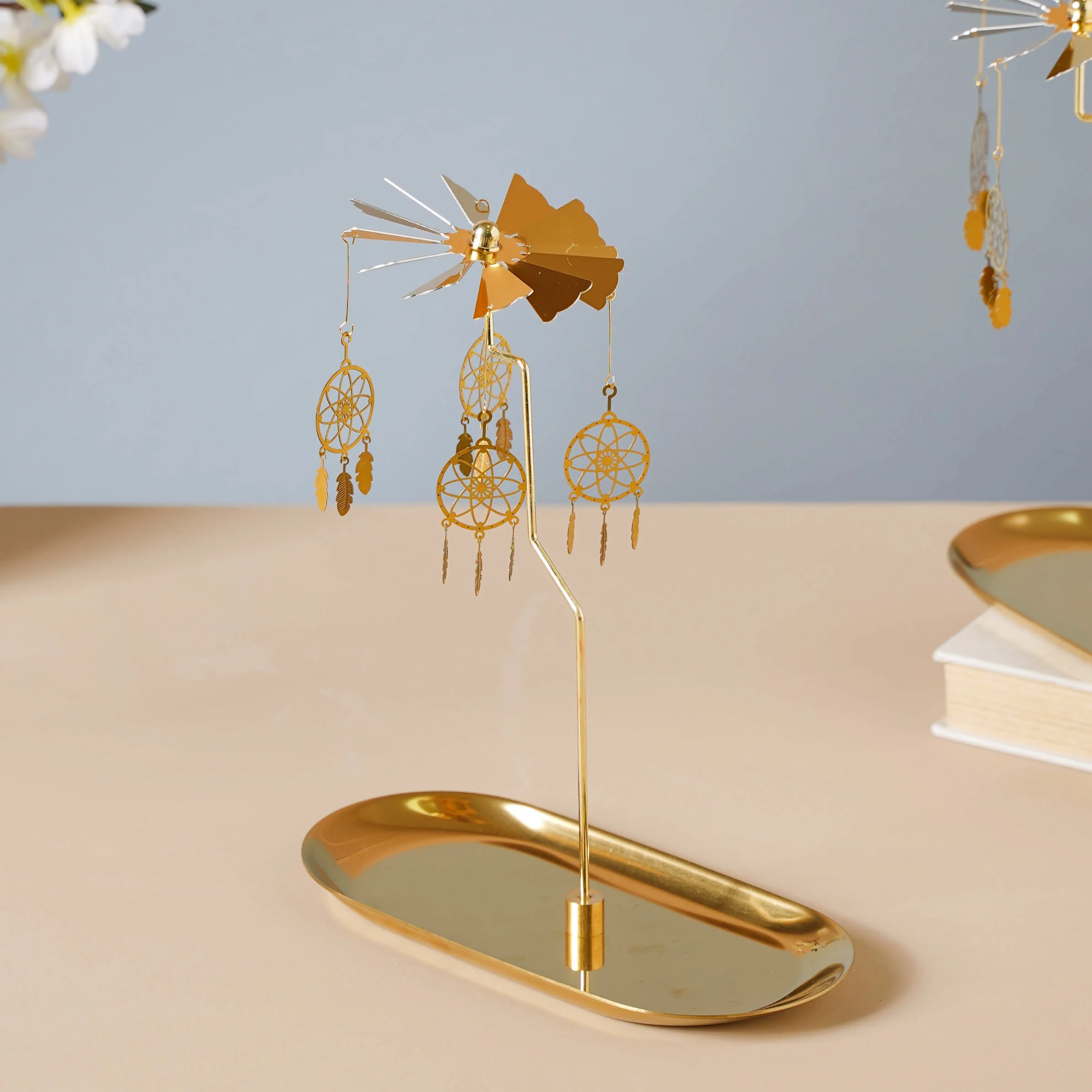 Dream Catcher Candle Stand Golden Floral - Image 3
