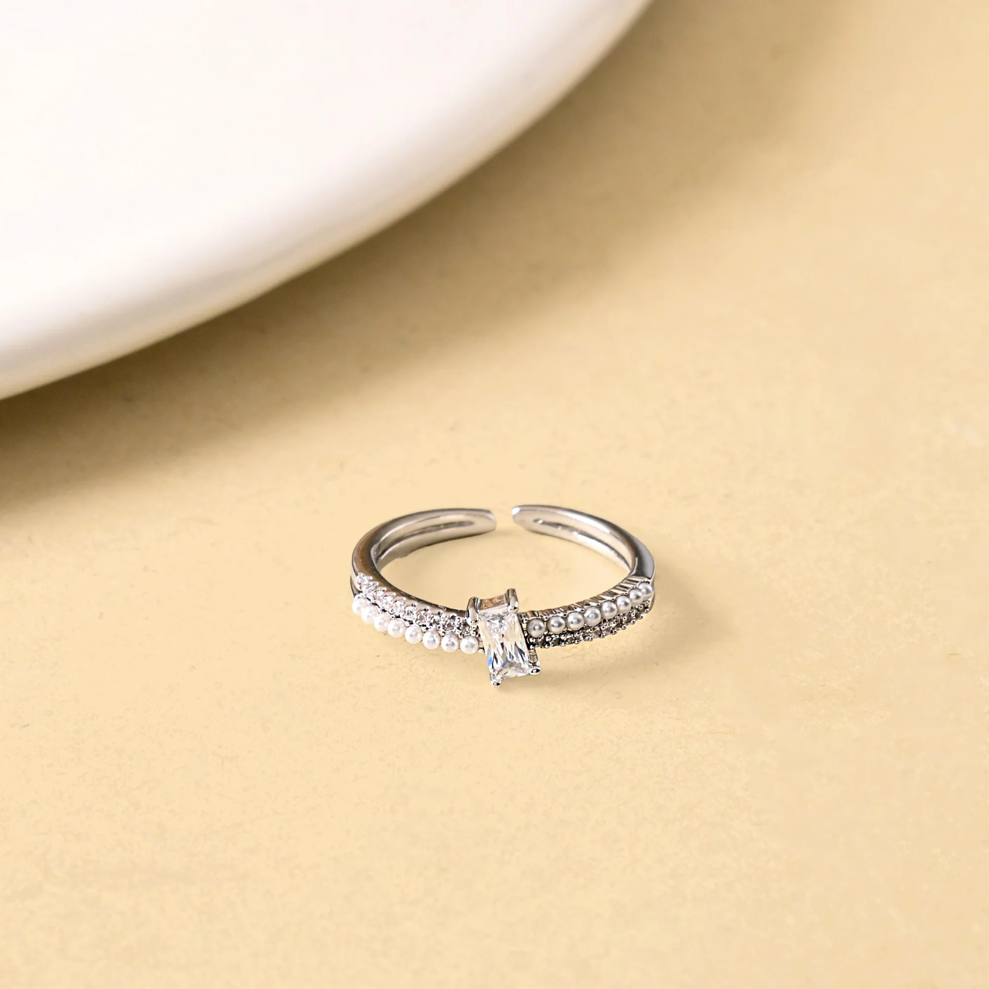 Dual Essence Silver Baguette Solitaire Ring - Image 5