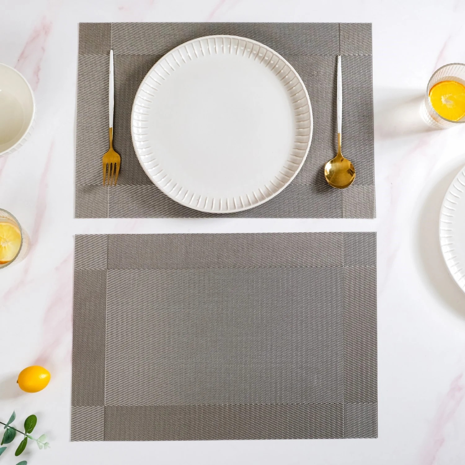 Dual Tone Grey Reversible Dining Table Mats Set Of 6 - Image 7