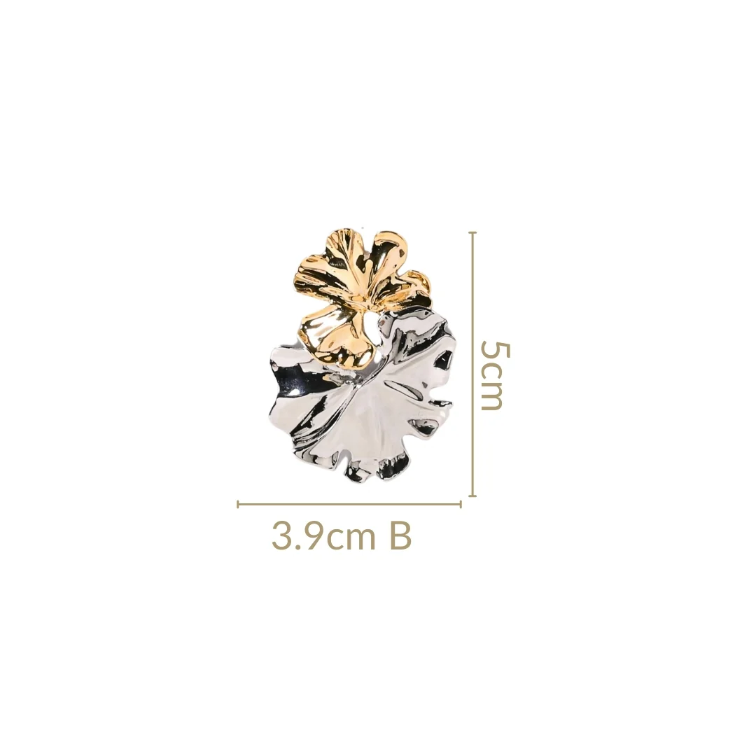 Dual Tone Lotus Earrings - Image 3