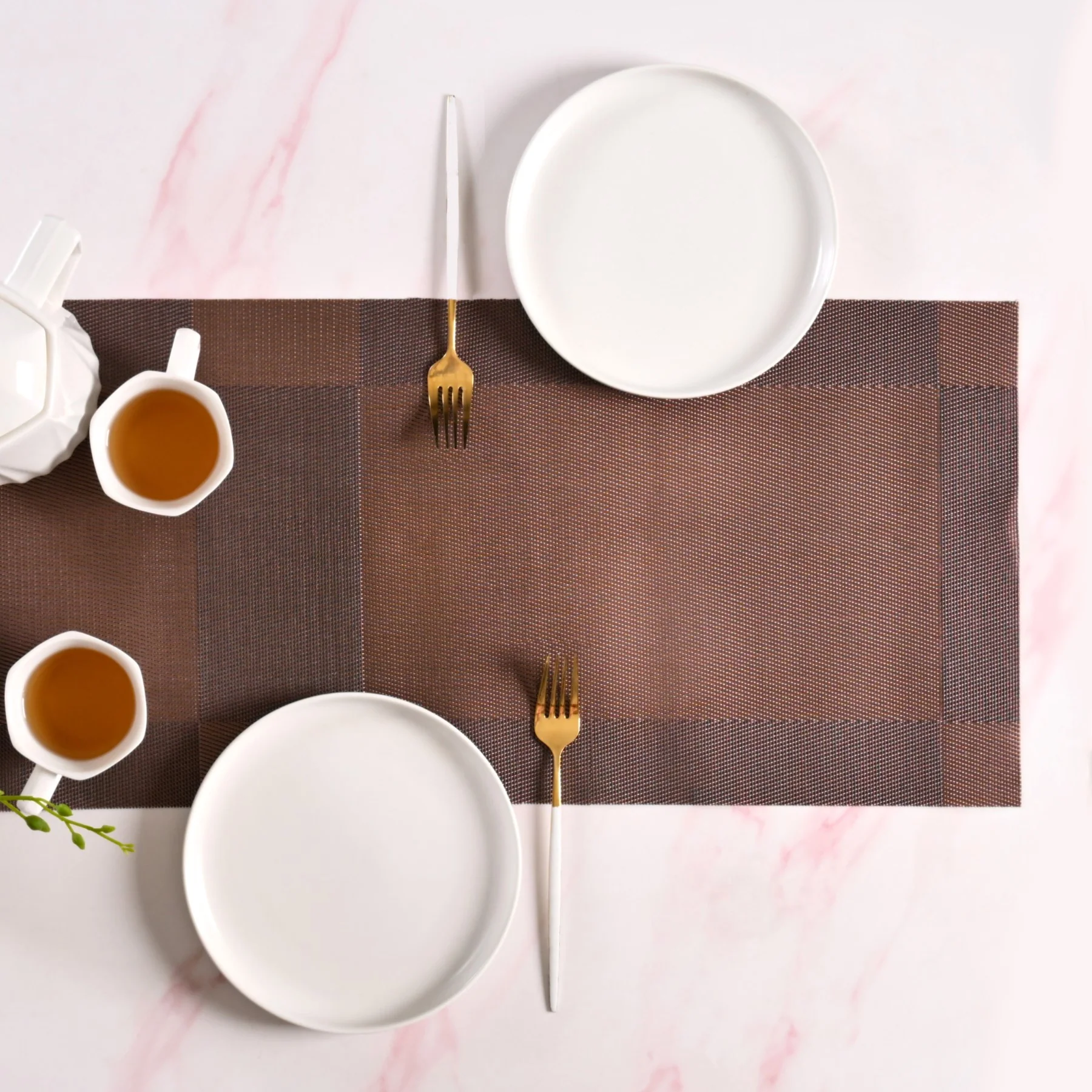 Dual Tone Reversible Table Runner Brown 180x30cm - Image 5