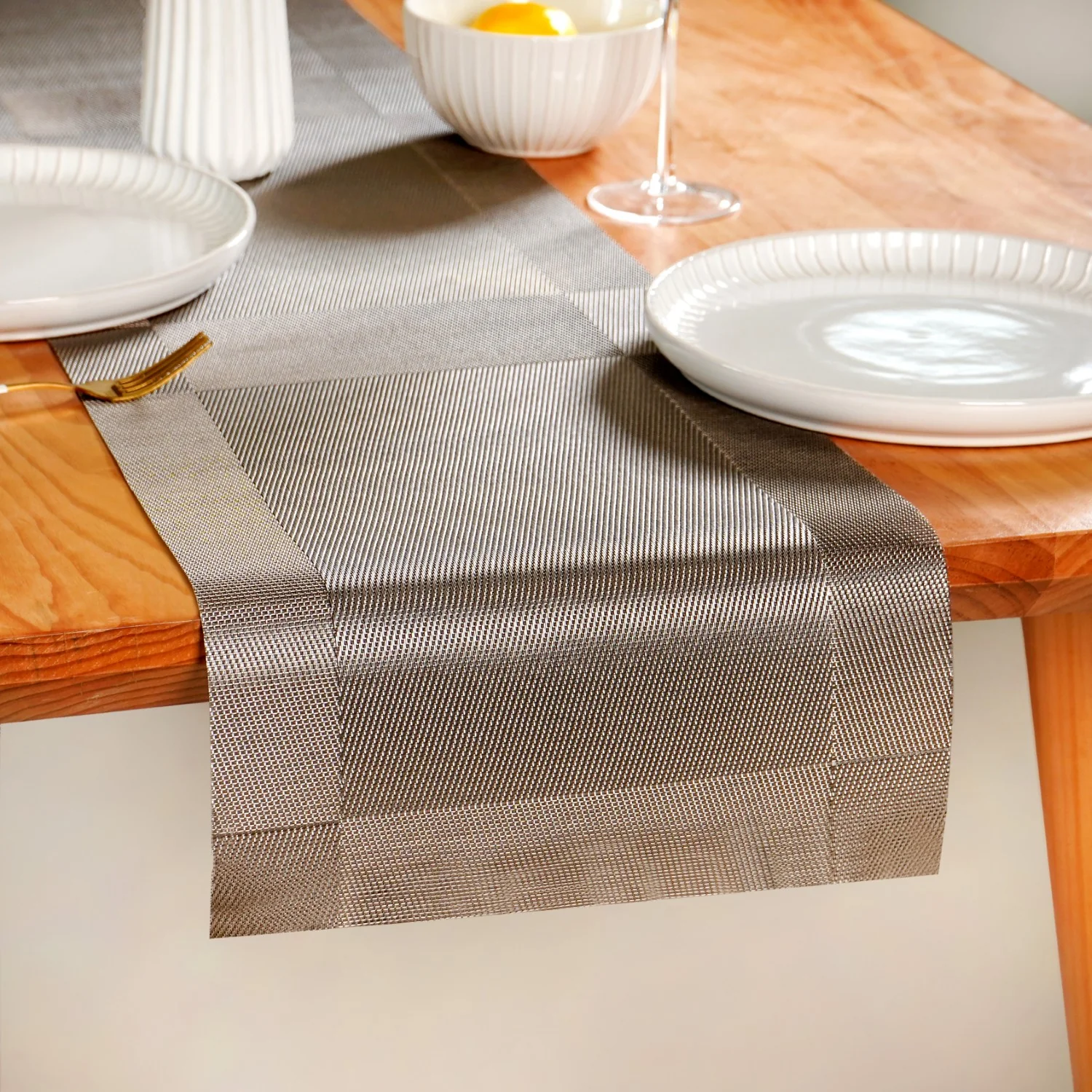 Dual Tone Reversible Table Runner Silver 180x30cm - Image 7