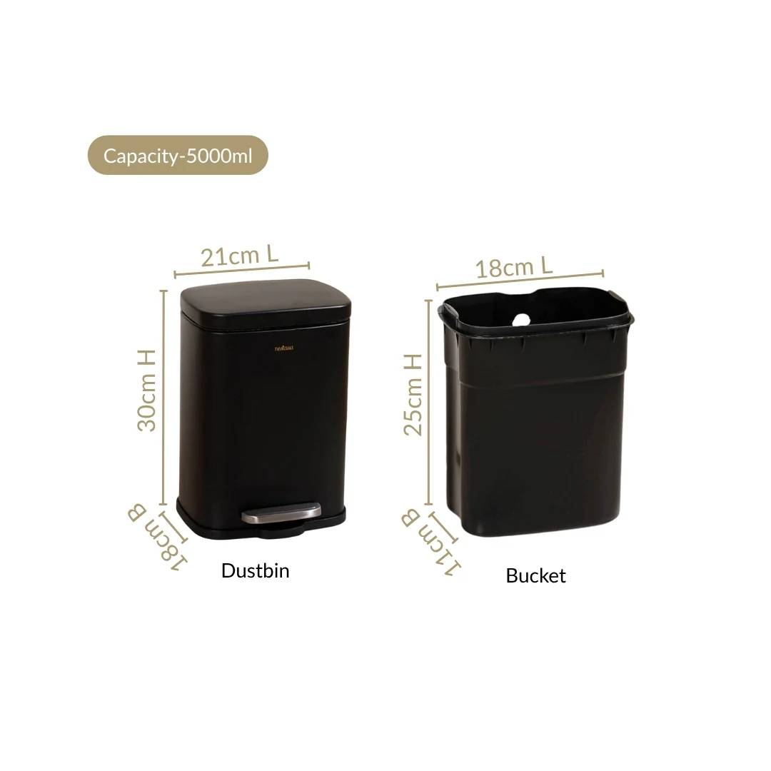 Dustro Metal Pedal Dustbin Black 5000ml - Image 4
