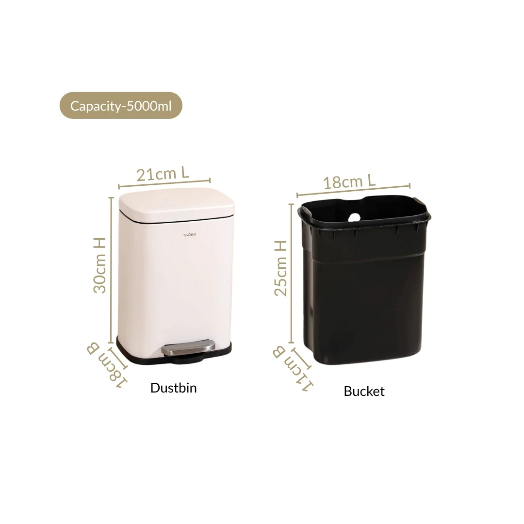 Dustro Metal Pedal Dustbin White 5000ml - Image 4