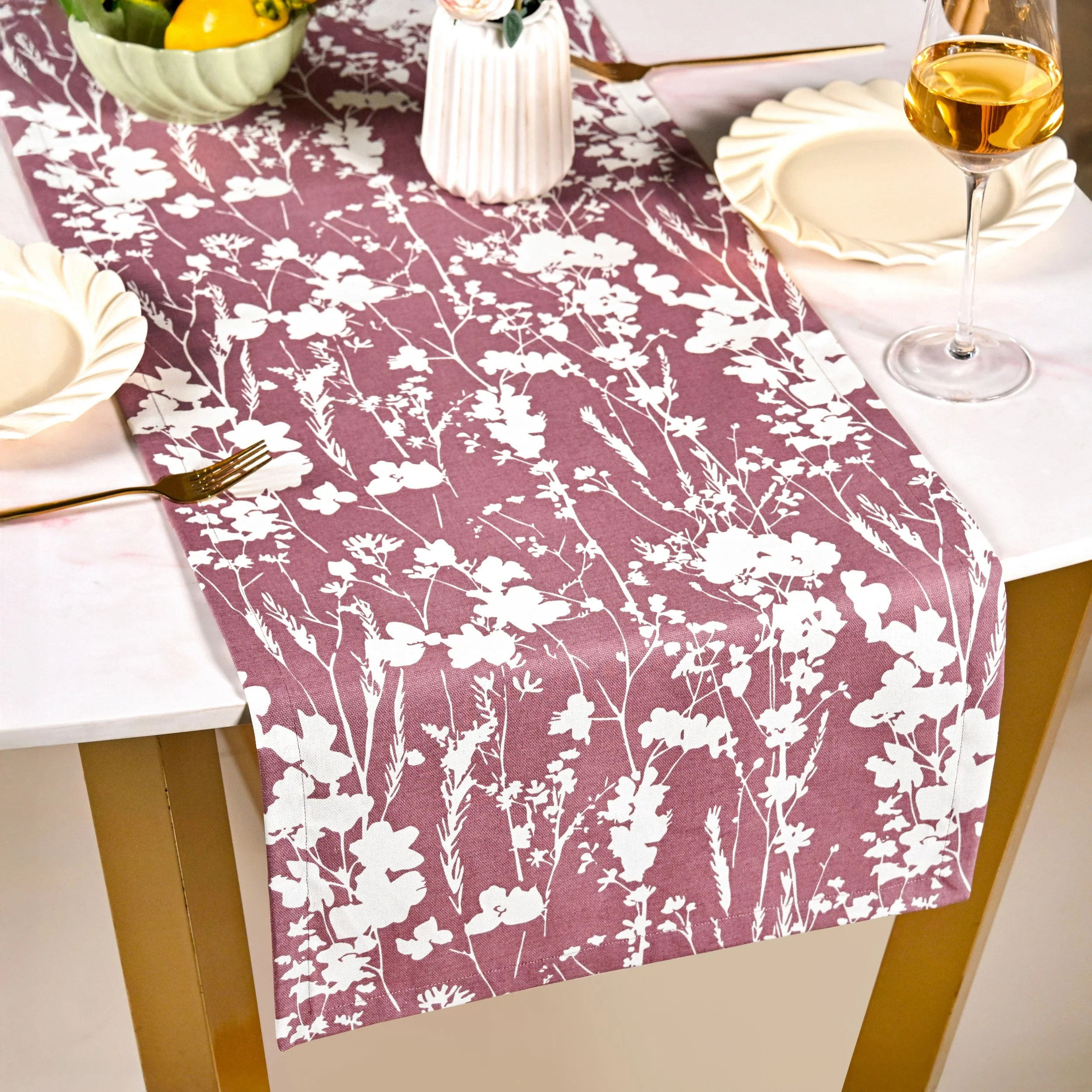 Dusty Mauve 8 Seater Cotton Water Resistant Runner 264x35cm
