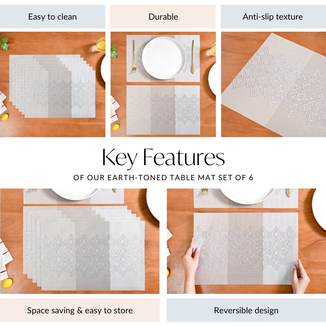 Earth Toned Table Mat Set of 6 - Image 7
