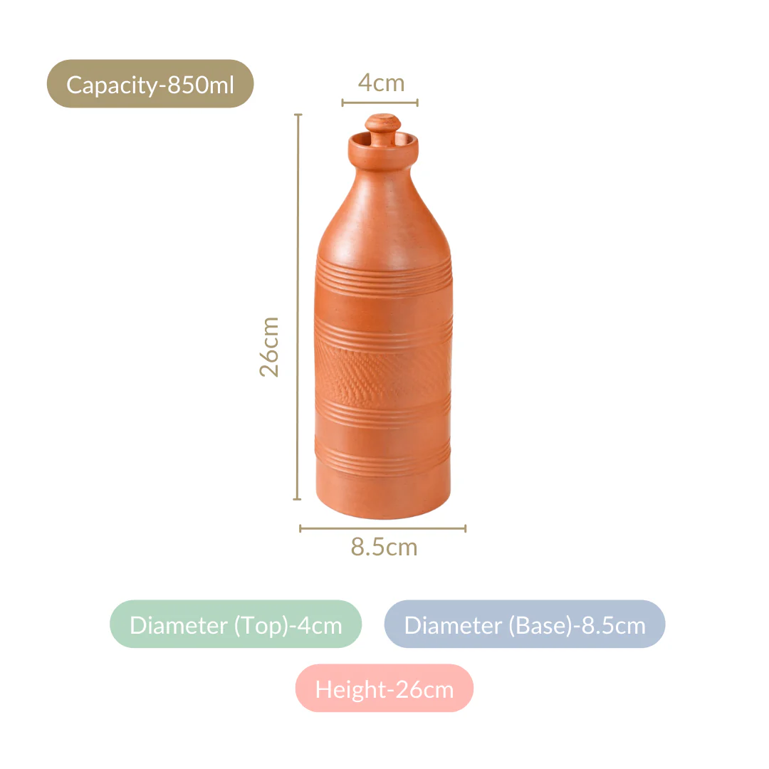 Earthen Clay Water Bottle 850ml - Image 4